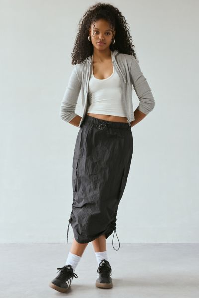 Starter Drawcord Cargo Nylon Midi Skirt