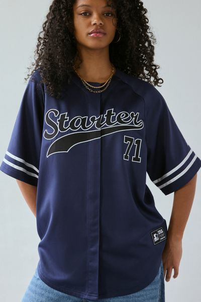 Starter Graphic Baseball Jersey Tee In Navy, Women's At Urban Outfitters