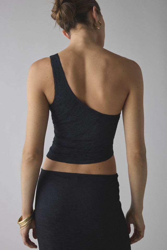 UO Harlow Lace Asymmetrical One-Shoulder Crop Top