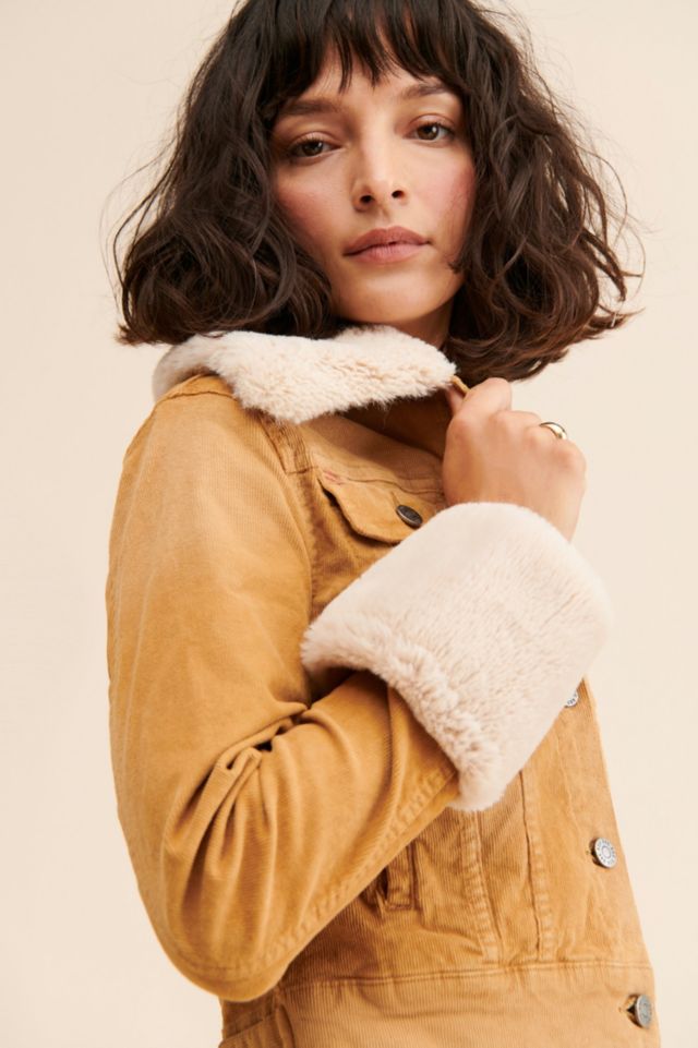 BDG Emmy Corduroy Faux Fur Trim Trucker Jacket #1