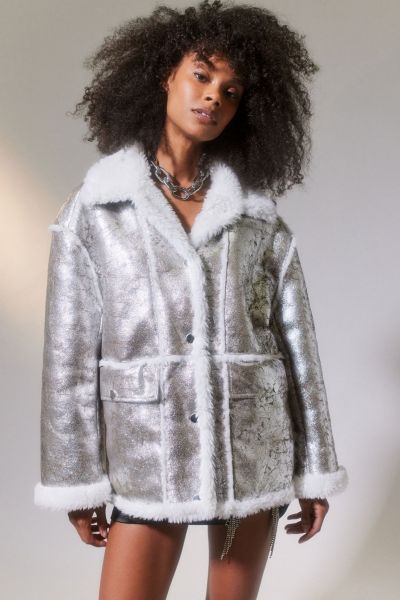 Leigh Oversized Faux Fur Trim Jacket