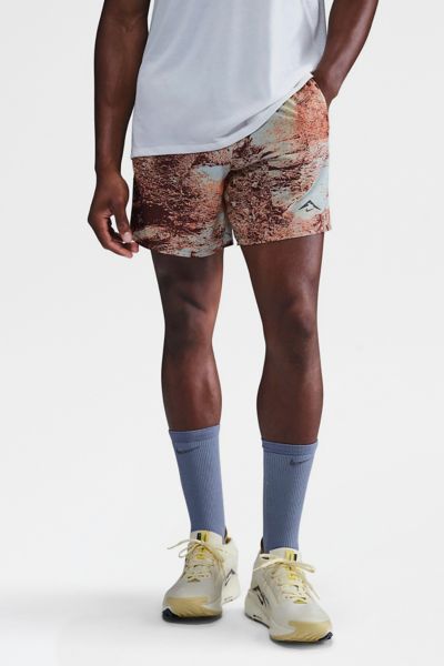 Nike Trail Dri-fit 6" Patterned Running Short In Sail, Men's At Urban Outfitters In Brown