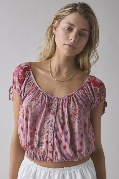 UO Bouquet Square-Neck Smocked Top | Urban Outfitters