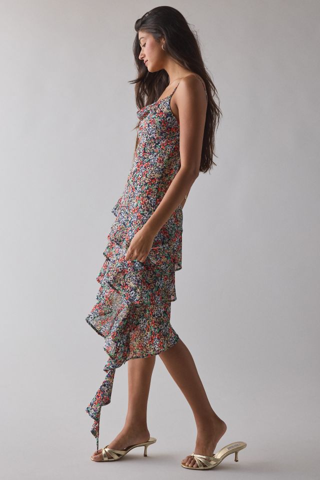 AFRM Ashmont Tiered Cascading Ruffle Slip Midi Dress #1