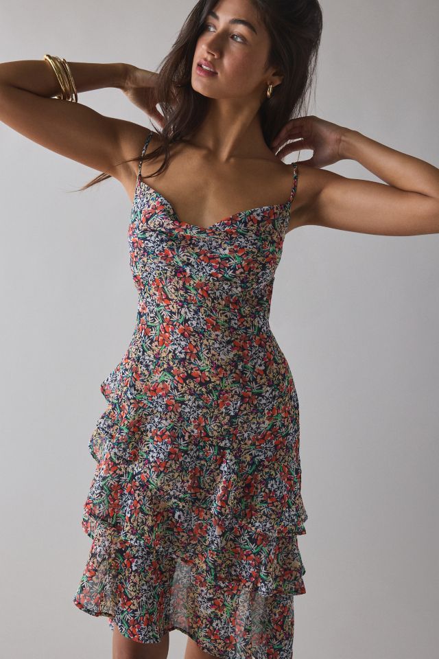 AFRM Ashmont Tiered Cascading Ruffle Slip Midi Dress #3