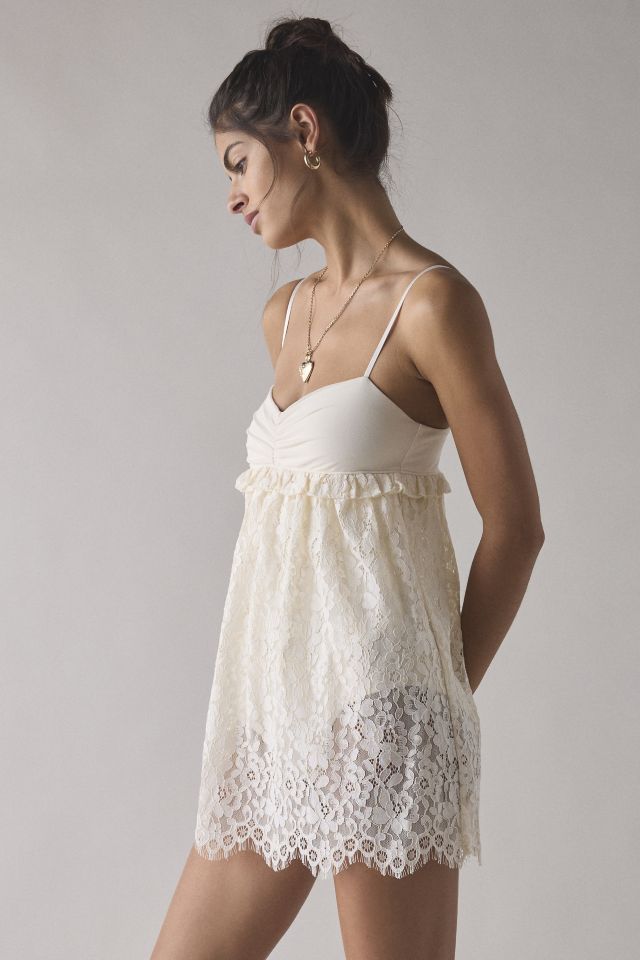 AFRM Aria Sheer Scalloped Lace Babydoll Mini Dress #2