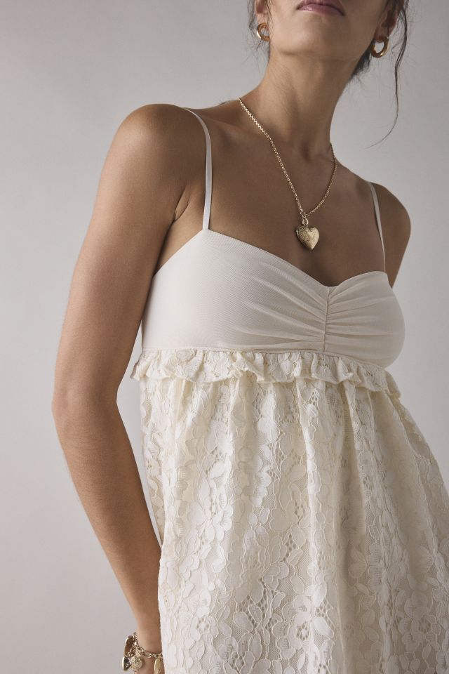 AFRM Aria Sheer Scalloped Lace Babydoll Mini Dress #3