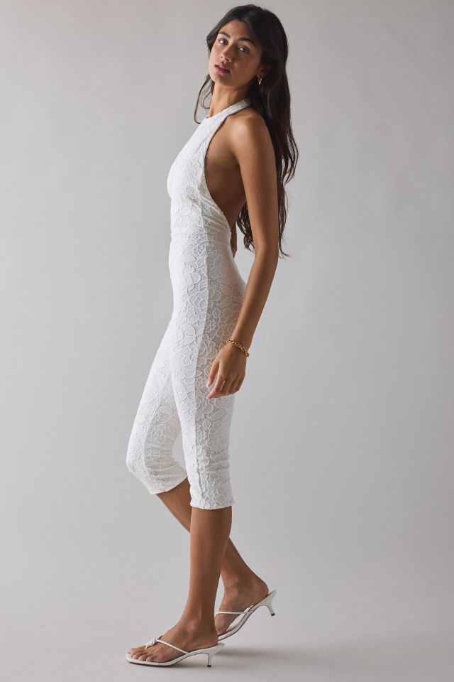 AFRM Lucia Crochet Lace Backless Halter Catsuit #3