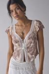 Kimchi Blue Cameron Lace Trim Tie-Front Top