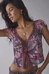 Kimchi Blue Cameron Lace Trim Tie-Front Top