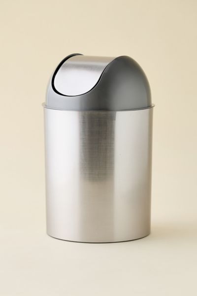 Urban Outfitters Chrome Swing-top Lid Trash Bin In Silver At
