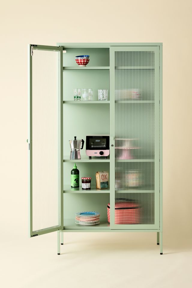 Mustard Made The Collector Fluted Glass Paned Storage Cabinet #1