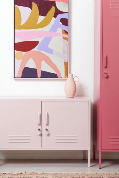 MUSTARD MADE THE LOWDOWN LOCKER MEDIA CONSOLE IN PINK AT URBAN OUTFITTERS 