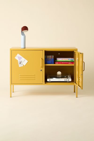 URBAN OUTFITTERS THE LOWDOWN LOCKER MEDIA CONSOLE IN MUSTARD AT URBAN OUTFITTERS 