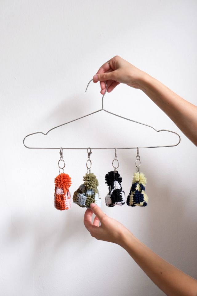 MARVES new york Crochet Checkered Mini Beanie Keychain Bag Charm #1