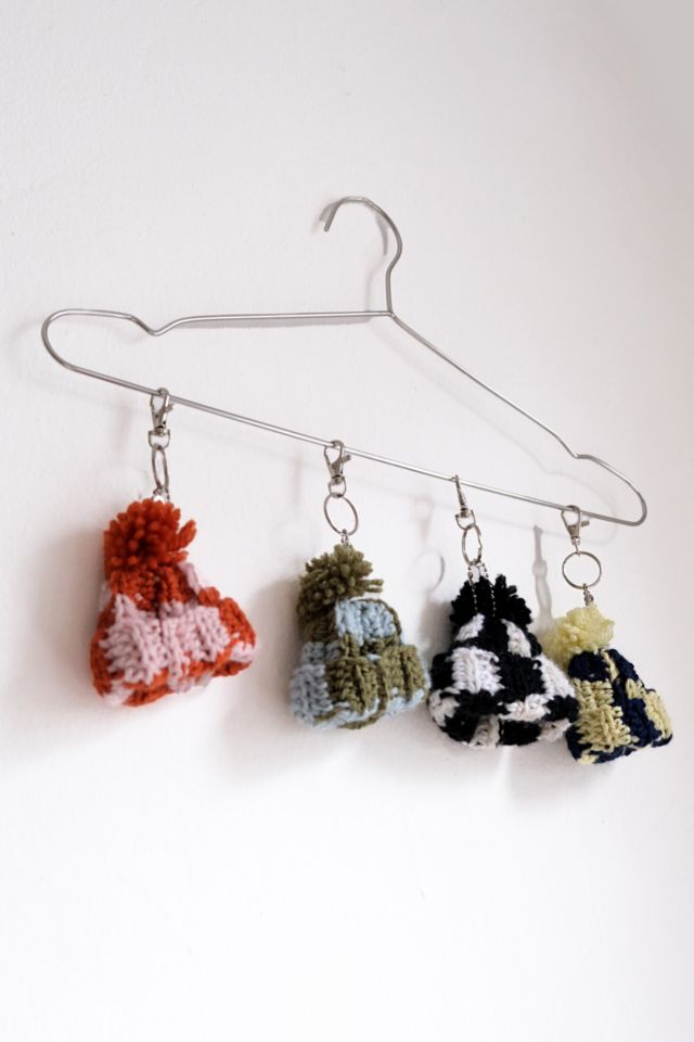 MARVES new york Crochet Checkered Mini Beanie Keychain Bag Charm #3