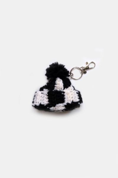 MARVES new york Crochet Checkered Mini Beanie Keychain Bag Charm