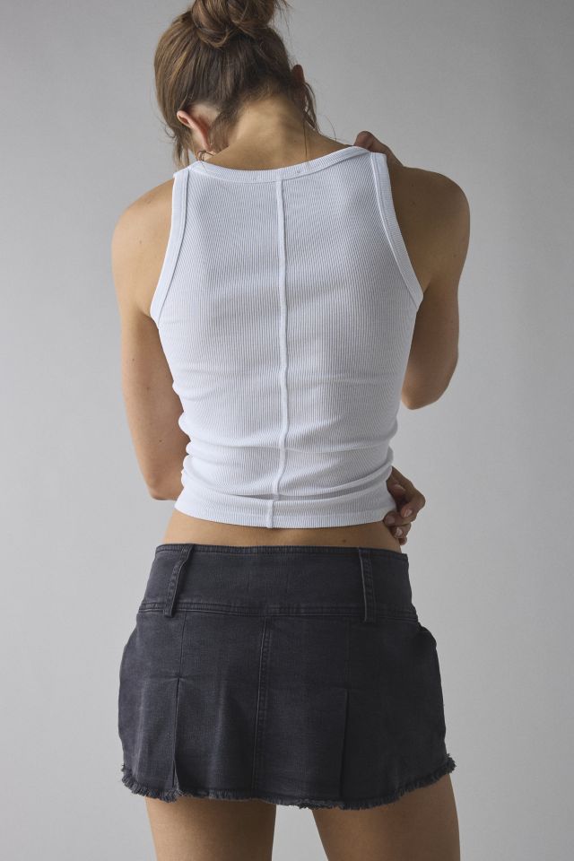 Kimchi Blue Cameron Low-Rise Pleated Denim Micro Skort #3