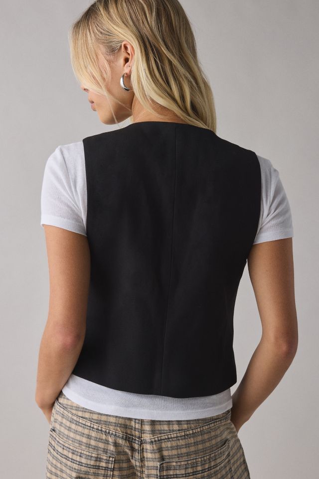 UO Adrian Zip-Front Twill Tailored Vest Top #3