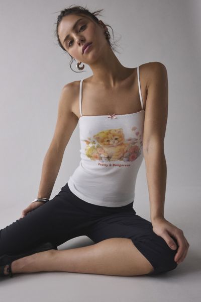 Pretty & Dangerous Cat Graphic Square-Neck Cami Product Page