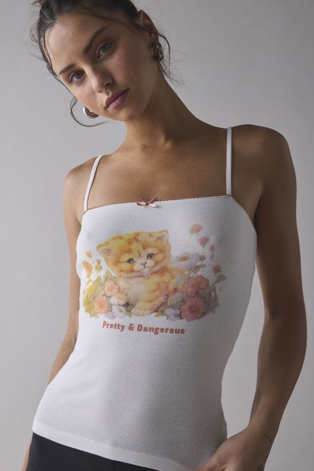 Cami à encolure carrée avec graphique de chat Pretty & Dangerous #3