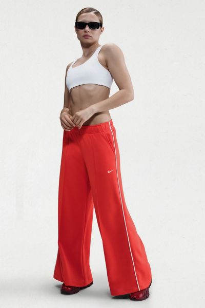 Nike Sportswear Mid-rise Wide Leg Track Pant In Picante Red/sail/sail, Women's At Urban Outfitters