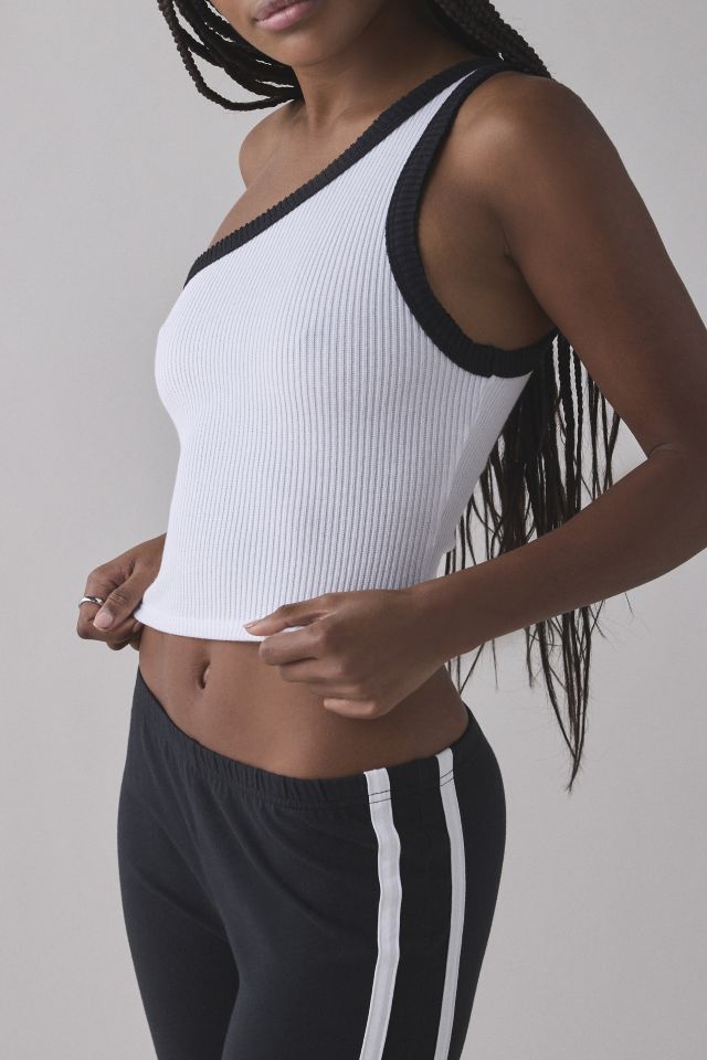 UO Penny Ribbed Knit One-Shoulder Crop Top | Urban Outfitters