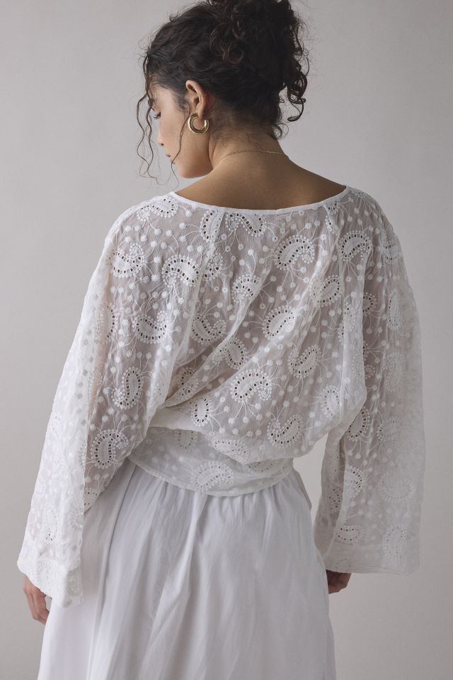 Kimchi Blue Tanner Eyelet Lace Cropped Prairie Blouse #3