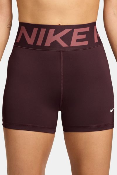 Nike Pro Sculpt High Rise 3" Biker Short In Burgundy Crush/white, Women's At Urban Outfitters