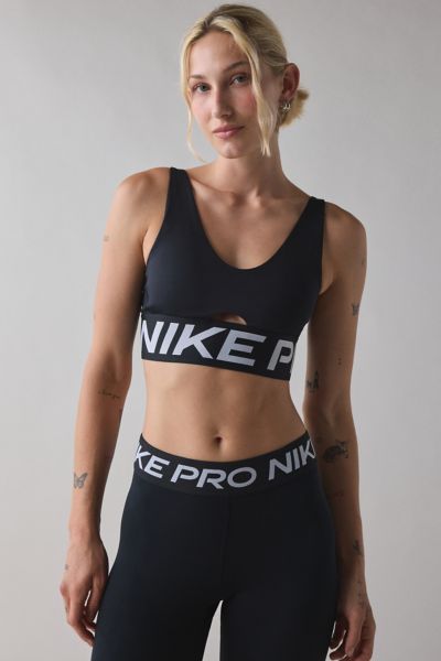 Nike Pro Indy Plunge Padded Sports Bra In Black, Women's At Urban Outfitters