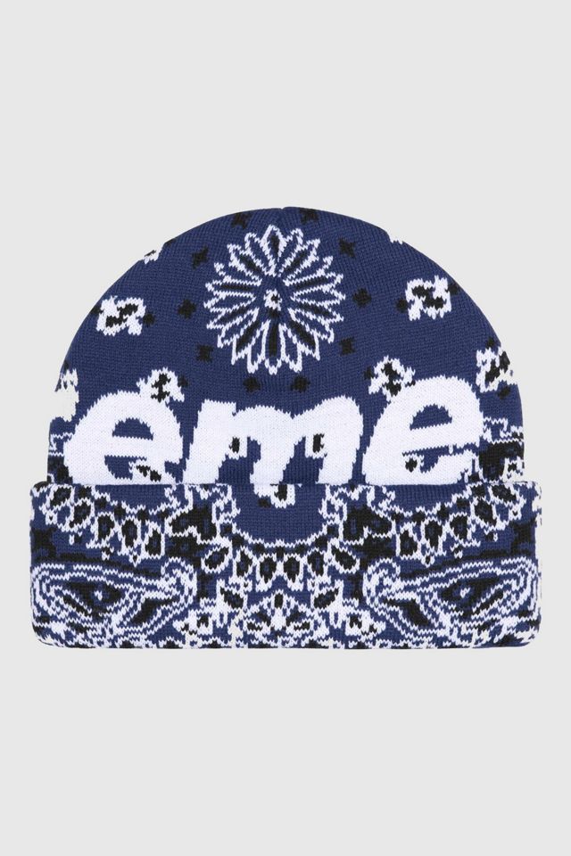 Supreme Bandana Big Logo Beanie | Urban Outfitters