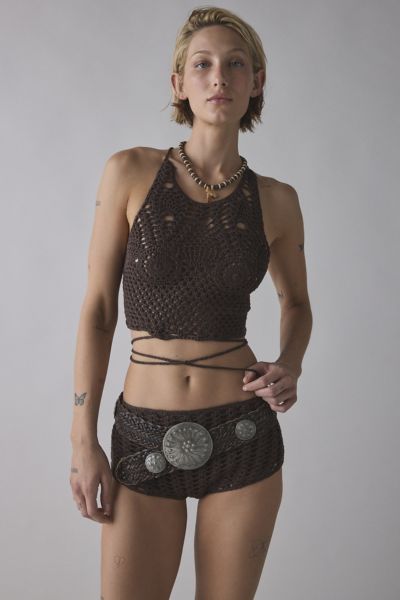 Out From Under Delilah Crochet Lace-Up Bra Top