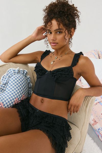 Out From Under Florence Ruffle Mesh Corset Top
