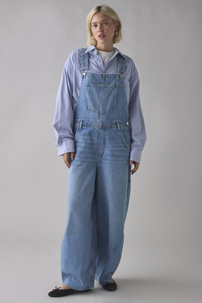 Bdg Rih Extreme Barrel-leg Overall In Tinted Denim, Women's At Urban Outfitters In Blue