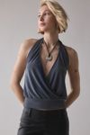 BDG Savannah Wrap-Front Cupro Halter Top