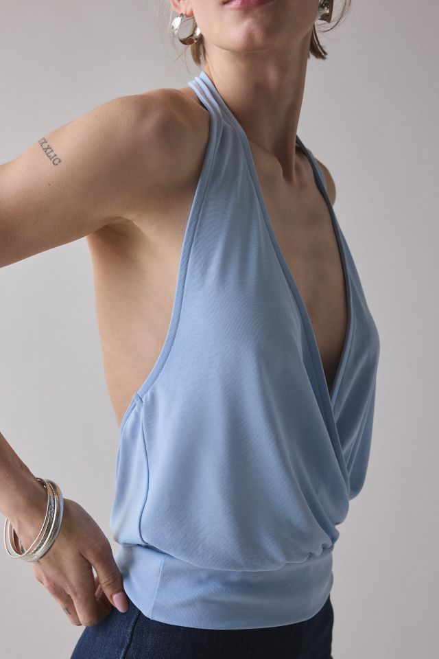 BDG Savannah Wrap-Front Cupro Halter Top