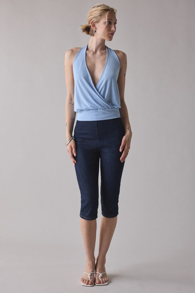BDG Savannah Wrap-Front Cupro Halter Top
