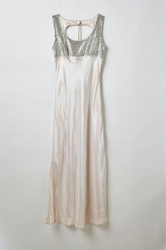 Vintage Sequin Bodice Empire Waist Satin Prom Dress | Urban Outfitters