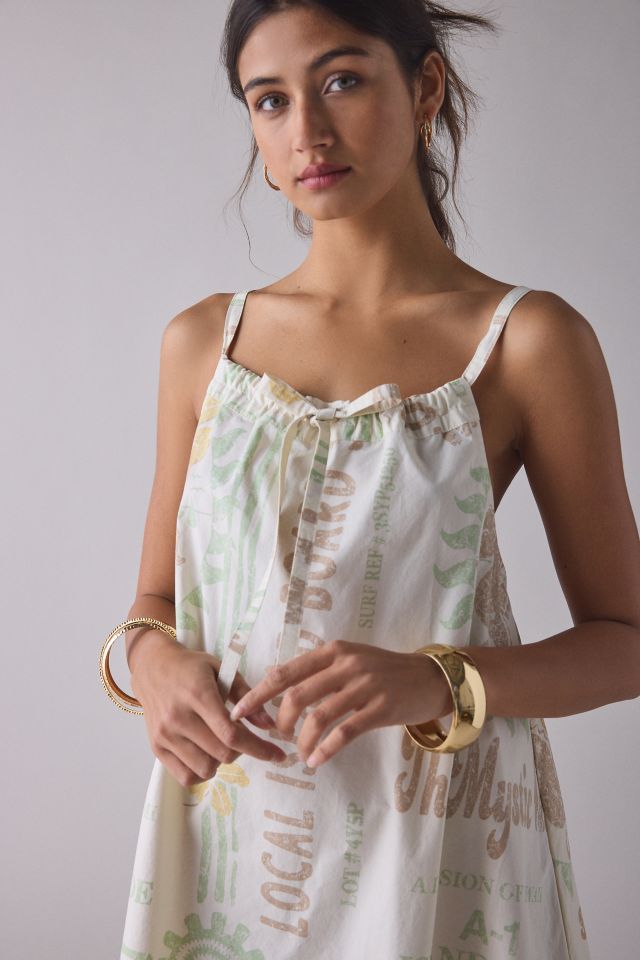 BDG Eva Tie-Front Ruched Strap Trapeze Mini Dress | Urban