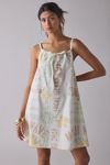 BDG Eva Tie-Front Ruched Strap Trapeze Mini Dress