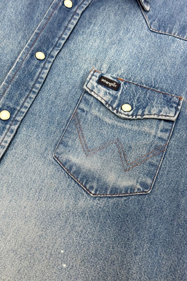1990’s Wrangler Perfect Wash Western Denim Pearl Snap Shirt | Urban ...