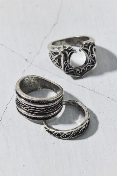 Urban Outfitters Horseshoe Ring Set In Silver, Men's At  In Silver