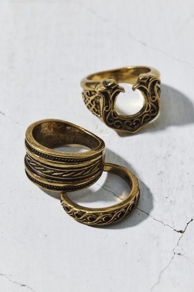 Urban Outfitters Horseshoe Ring Set In Gold, Men's At  In Gold