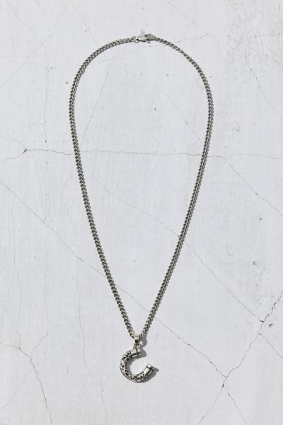 Urban Outfitters Horseshoe Pendant Stainless Steel Necklace In Silver, Men's At  In Silver