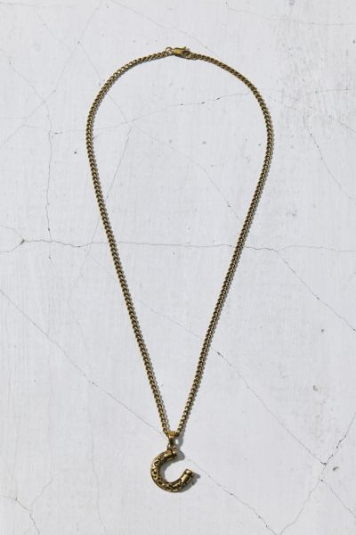 Urban Outfitters Horseshoe Pendant Stainless Steel Necklace In Gold, Men's At  In Gold