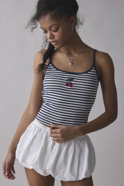 Shop Urban Outfitters Cherry On Top Embroidered Graphic Striped Cami In Blue, Women's At