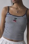 Cherry On Top Embroidered Graphic Striped Cami