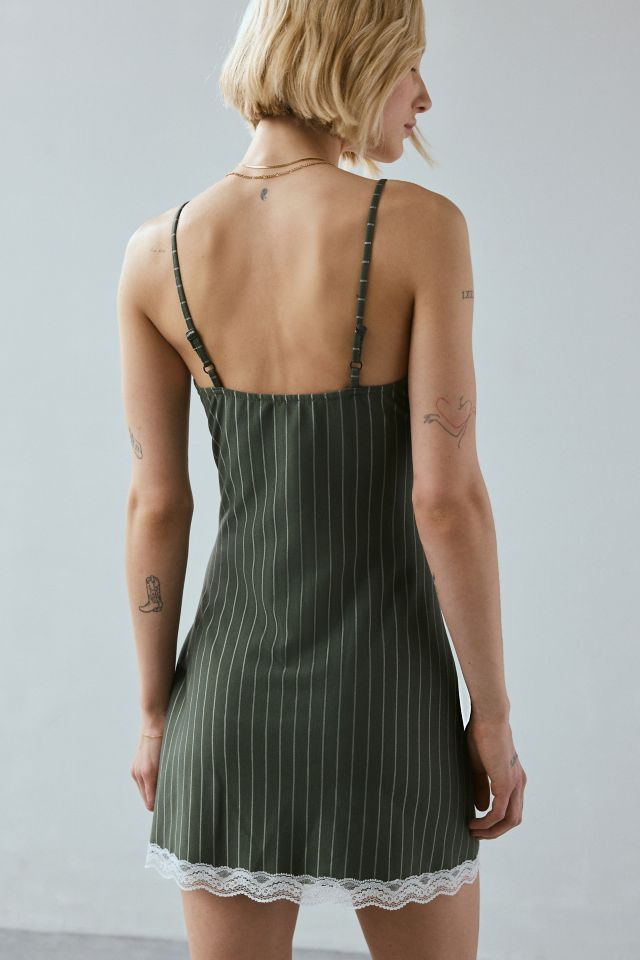 UO Devin Pinstripe Lace-Trim Cami Mini Dress #4