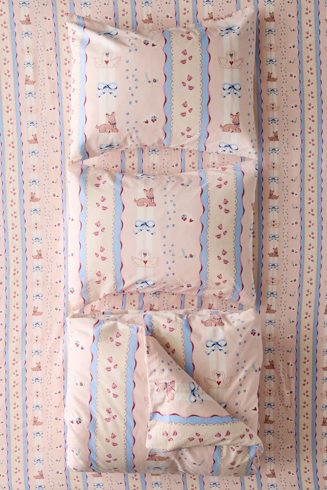 Molly Floral Striped Patterned Duvet Cover Set #4