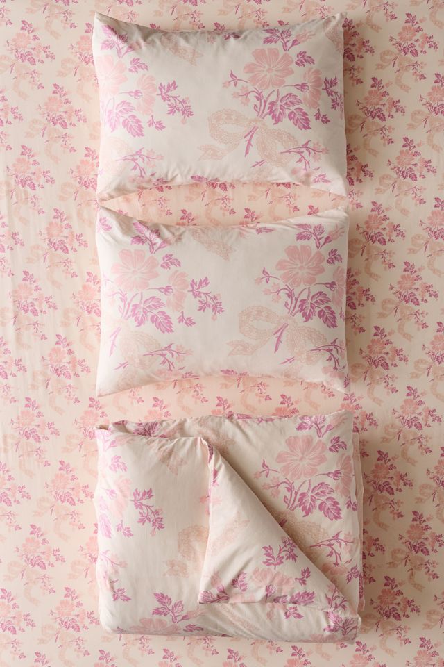 Juliette Floral Bow Toile Duvet Cover Set #4